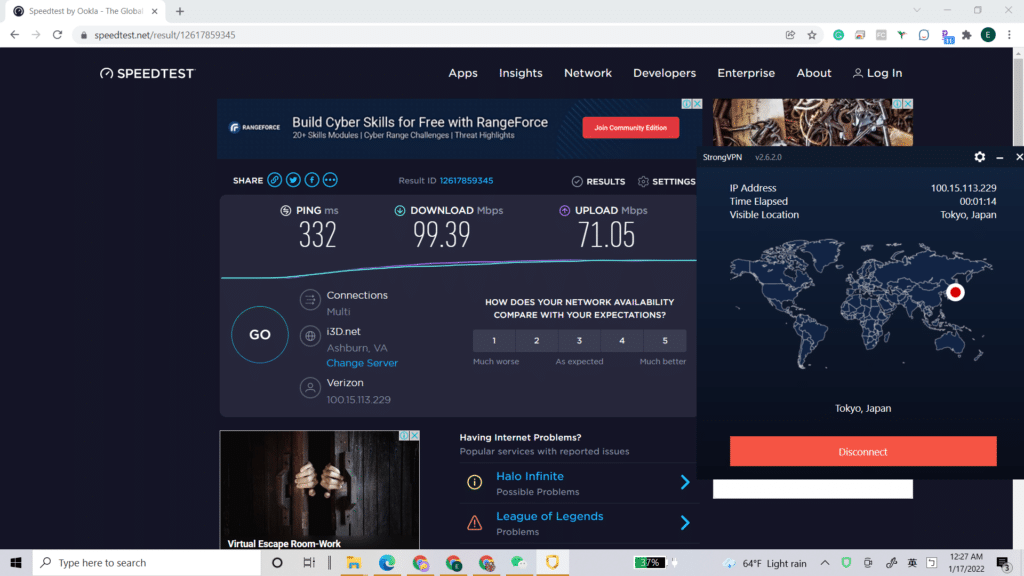 strongvpn 连线成功