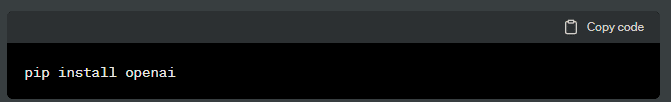 步骤 5:安装OpenAI Python套件 (anaconda prompt)
使用Python开发环境,安装OpenAI Python套件。可以使用pip命令运行以下命令: